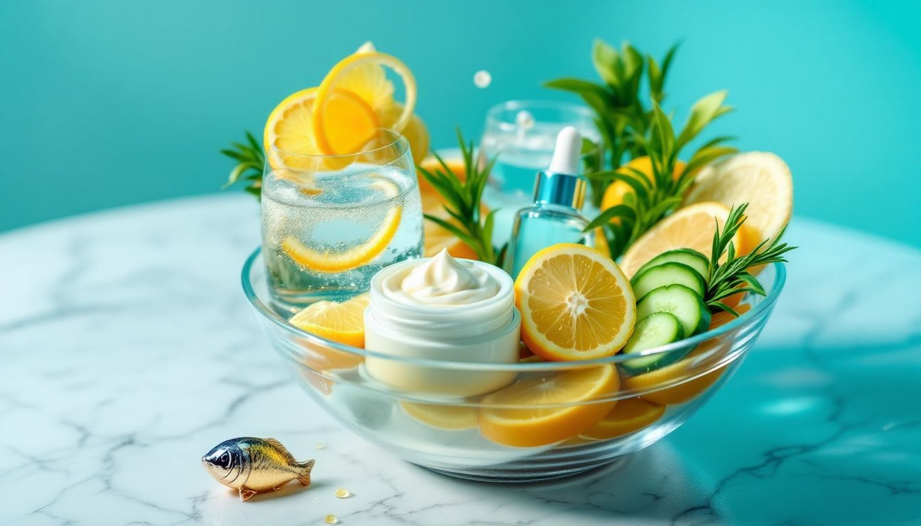 En sund skål med forskellige ingredienser, der viser fordelene ved marine collagen.