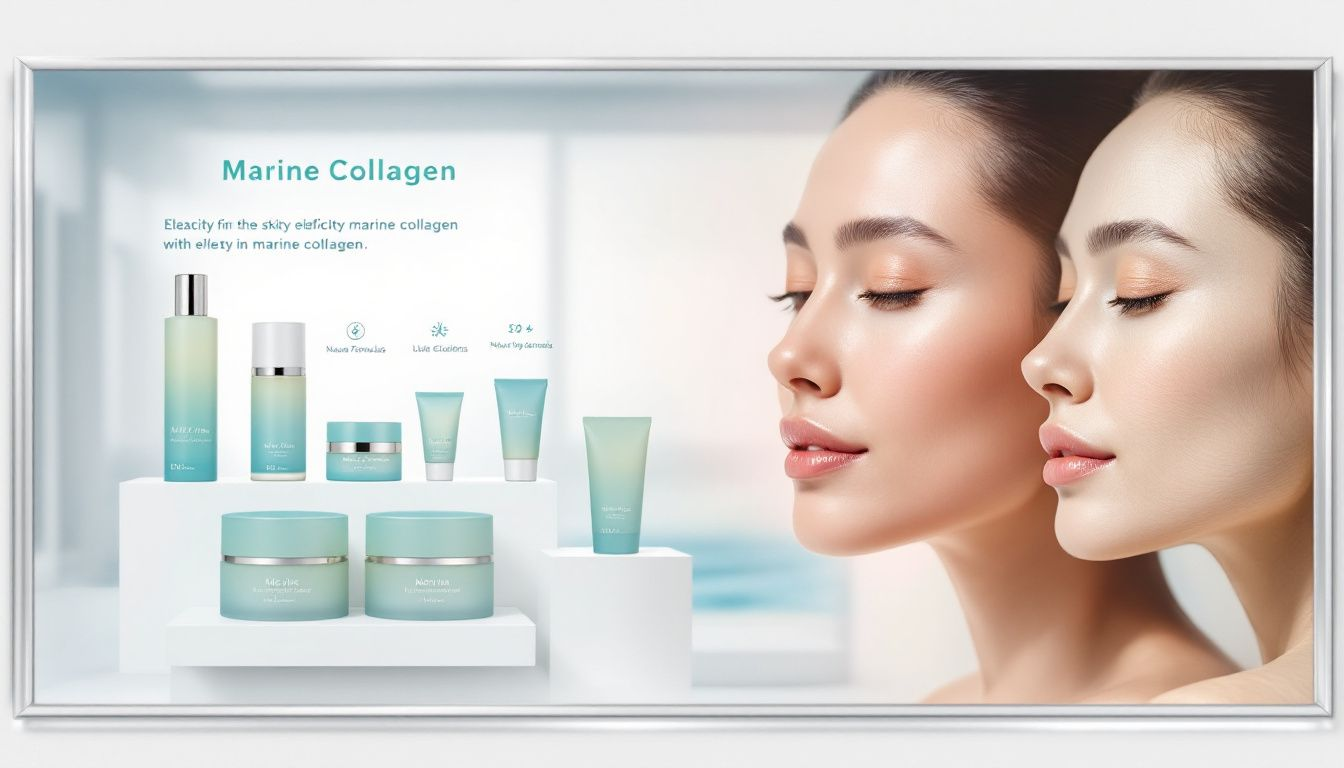Illustration af elastisk hud, der viser effekten af marine collagen.
